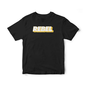 Rebel—Yellow on Blk T-Shirt